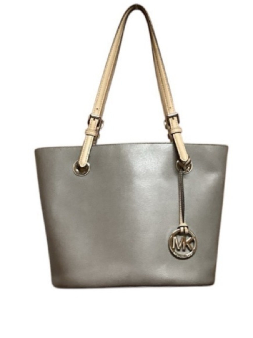Michael Kors Gray Tote with Cream Shoulder Straps